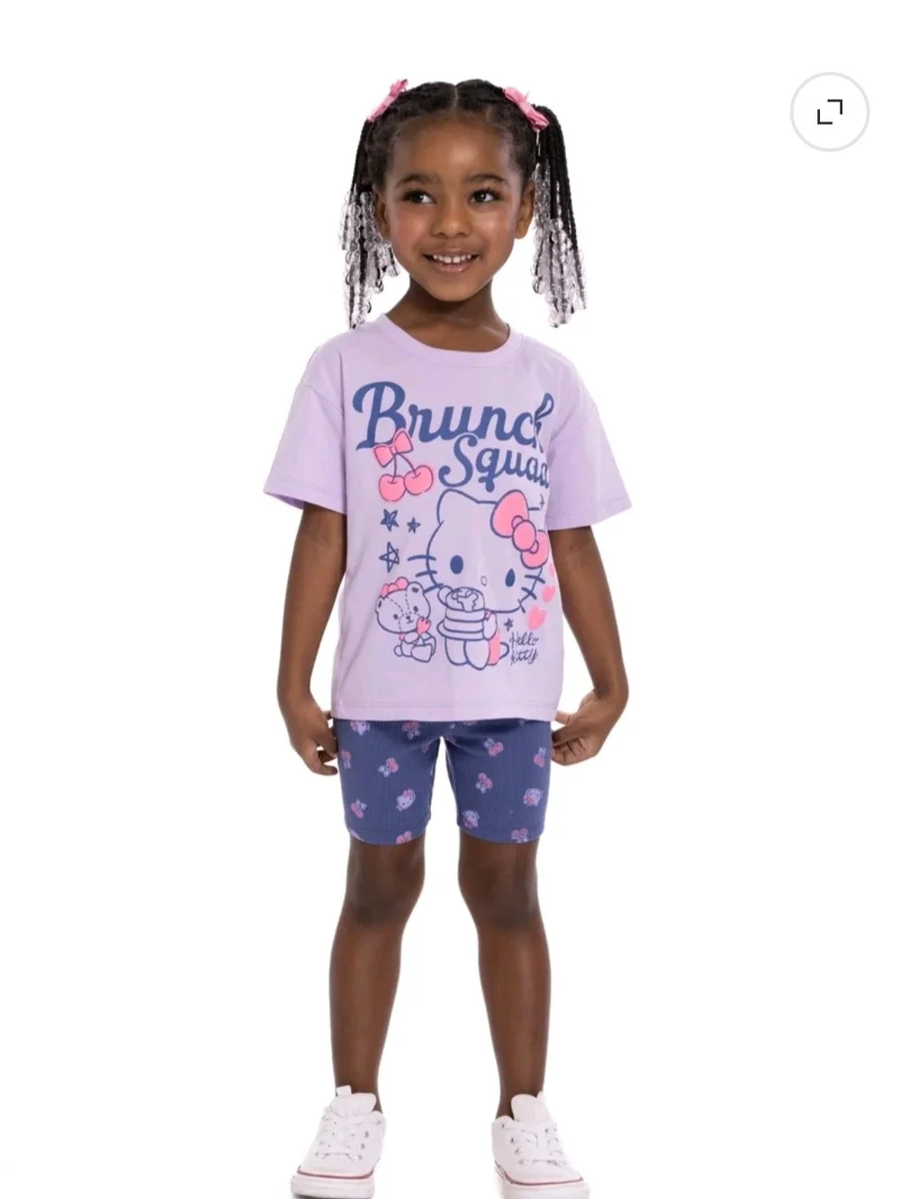 Hello Kitty Brunch Squad Toddler Girl 2-Piece Tee & Bike Shorts Set Size 3T NWT